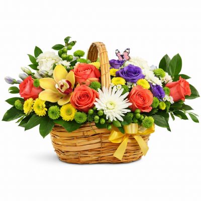 Корзина с цветами «Изумрудная фантазия»